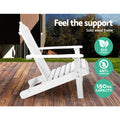 Gardeon 3PC Adirondack Outdoor Table Chairs Wooden White