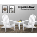 Gardeon 3PC Adirondack Outdoor Table Chairs Wooden White