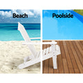 Gardeon 3PC Adirondack Outdoor Table Chairs Wooden White