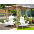 Gardeon 3PC Adirondack Outdoor Table Chairs Wooden White