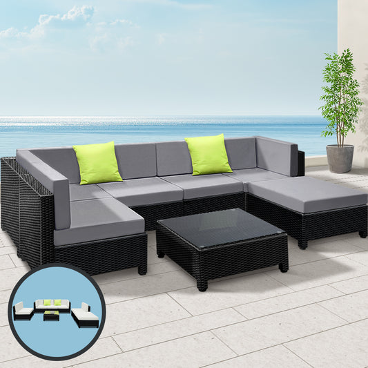 Gardeon 7 Piece Outdoor Wicker Sofa Set Lounge Couch Seat