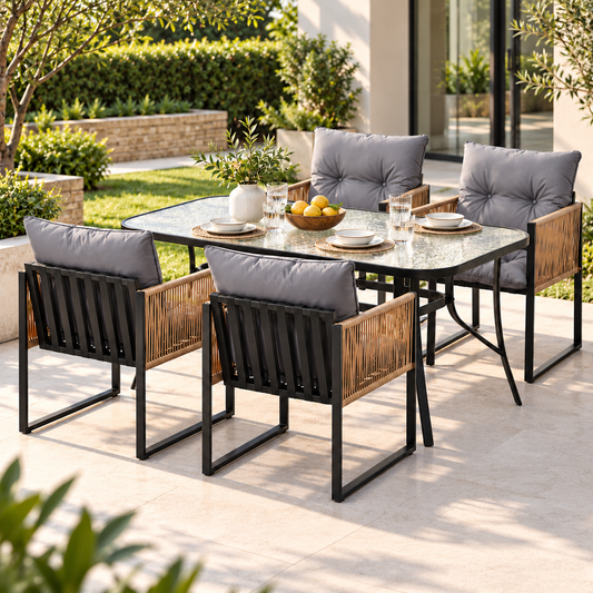 Gardeon 5PC Outdoor Dining Set 140CM Table and Chairs Patio Furniture Garden Cushion