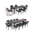 Gardeon Outdoor Dining Set 11PCS Aluminum Extendable Table and Chairs Patio Furniture Black