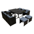 Gardeon 11 Piece Outdoor Dining Set Wicker Table Chairs Black