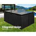 Gardeon 11 Piece Outdoor Dining Set Wicker Table Chairs Black