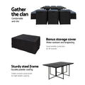 Gardeon 11 Piece Outdoor Dining Set Wicker Table Chairs Black