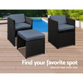 Gardeon 11 Piece Outdoor Dining Set Wicker Table Chairs Black