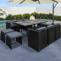 Gardeon 11 Piece Outdoor Dining Set Wicker Table Chairs Black