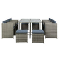 Gardeon 11 Piece Outdoor Dining Set Wicker Table Chairs Grey