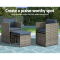 Gardeon 11 Piece Outdoor Dining Set Wicker Table Chairs Grey