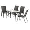 Gardeon 5PC Outdoor Dining Set Black Patio Furniture Table Chairs