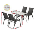Gardeon 5PC Outdoor Dining Set Black Patio Furniture Table Chairs