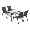Gardeon 5PC Outdoor Dining Set Black Patio Furniture Table Chairs