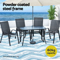 Gardeon 5PC Outdoor Dining Set Black Patio Furniture Table Chairs
