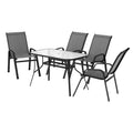 Gardeon 5PC Outdoor Dining Set Grey Patio Furniture Table Chairs
