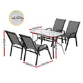 Gardeon 5PC Outdoor Dining Set Grey Patio Furniture Table Chairs