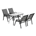 Gardeon 5PC Outdoor Dining Set Grey Patio Furniture Table Chairs