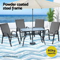 Gardeon 5PC Outdoor Dining Set Grey Patio Furniture Table Chairs