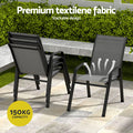 Gardeon 5PC Outdoor Dining Set Grey Patio Furniture Table Chairs