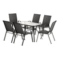 Gardeon 7PC Outdoor Dining Set Black Patio Table Chairs Bistro