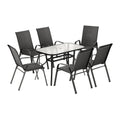 Gardeon 7PC Outdoor Dining Set Black Patio Table Chairs Bistro