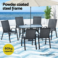 Gardeon 7PC Outdoor Dining Set Black Patio Table Chairs Bistro