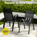 Gardeon 7PC Outdoor Dining Set Black Patio Table Chairs Bistro