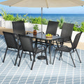 Gardeon 7PC Outdoor Dining Set Black Patio Table Chairs Bistro