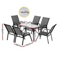 Gardeon 7PC Outdoor Dining Set Grey Patio Table Chairs Garden Bistro