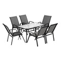 Gardeon 7PC Outdoor Dining Set Grey Patio Table Chairs Garden Bistro
