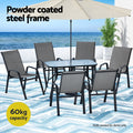 Gardeon 7PC Outdoor Dining Set Grey Patio Table Chairs Garden Bistro