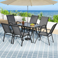 Gardeon 7PC Outdoor Dining Set Grey Patio Table Chairs Garden Bistro