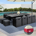 Gardeon 13pc Outdoor Dining Set Wicker Table Chairs Black
