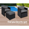 Gardeon 13pc Outdoor Dining Set Wicker Table Chairs Black