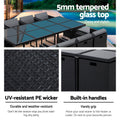 Gardeon 13pc Outdoor Dining Set Wicker Table Chairs Black