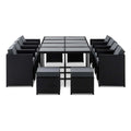 Gardeon 13pc Outdoor Dining Set Wicker Table Chairs Black