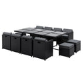 Gardeon 13pc Outdoor Dining Set Wicker Table Chairs Black