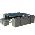 Gardeon 13pc Outdoor Dining Set Wicker Table Chairs Grey