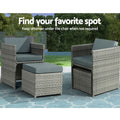 Gardeon 13pc Outdoor Dining Set Wicker Table Chairs Grey
