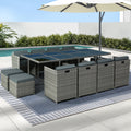 Gardeon 13pc Outdoor Dining Set Wicker Table Chairs Grey
