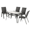 Gardeon 5PC Outdoor Dining Set Black Patio Bistro Table Chairs