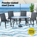 Gardeon 5PC Outdoor Dining Set Black Patio Bistro Table Chairs