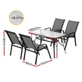 Gardeon 5PC Outdoor Dining Set Grey Patio Table Chairs Bistro