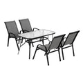 Gardeon 5PC Outdoor Dining Set Grey Patio Table Chairs Bistro