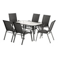 Gardeon 7PC Outdoor Dining Set Black Patio Furniture Table Chairs