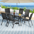 Gardeon 7PC Outdoor Dining Set Black Patio Furniture Table Chairs