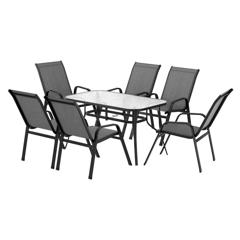 Gardeon 7PC Outdoor Dining Set Table Chairs Patio Furniture Grey