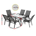 Gardeon 7PC Outdoor Dining Set Table Chairs Patio Furniture Grey