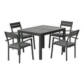 Gardeon 5pc Outdoor Dining Set Extendable Aluminum Table Black