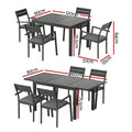 Gardeon 5pc Outdoor Dining Set Extendable Aluminum Table Black